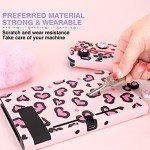 DLseego Pink Love Leopard Carrying Case for Switch, Cute Silicone Protective Case Soft Cover with 4PCS Thumb Grip Caps and Pink Plush Heart Pendant Hard Storage Case Accessories Kit Bundle for Girls