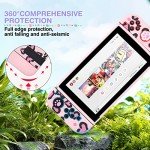 DLseego Pink Love Leopard Carrying Case for Switch, Cute Silicone Protective Case Soft Cover with 4PCS Thumb Grip Caps and Pink Plush Heart Pendant Hard Storage Case Accessories Kit Bundle for Girls