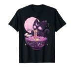 Pastel Goth Aesthetic Kawaii Creepy Cat Eating Ramen Noodles T-Shirt