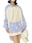 AISYBB Women's Plus Size Kawaii Long Rabbit Ears Hooded Sweater Girl Sweet Y2K Hoodie Coat