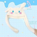 Maikerry Anime Stuff Dog Moving Ear Jumping Bunny Hat,Kawaii Fluffy Plush Beanie Cap,Cartoon Warm Winter Hat for Women Girls White