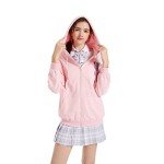 AISYBB Harajuku Sweet Kawaii Hoodie Fruit Print Women's Loose Thin Zipper Sweater Girl Cute Pink Plus Size Clothes
