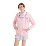 AISYBB Harajuku Sweet Kawaii Hoodie Fruit Print Women's Loose Thin Zipper Sweater Girl Cute Pink Plus Size Clothes