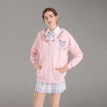 AISYBB Harajuku Sweet Kawaii Hoodie Fruit Print Women's Loose Thin Zipper Sweater Girl Cute Pink Plus Size Clothes