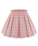 RITERA Pink Plaid Pleated Skirt Plus Size for Women Casual Ladies Summer 3X Grid Pattern Skirt with Stretchy Band A-Line Skirt with Side Hidden Zipper Back Elastic Closure Mini Skirt 3XL 22W-24W