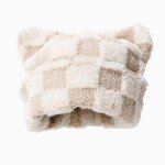Cute Cat Ear Square Fuzzy Beanie,Y2K Winter Funny Kawaii Cat Fluffy Hat with Ear for Women,Plush Comfortable Pullover Hat,Winter Plus Velvet Warm Windproof Ear Protection Cute Fashion Plaid Pattern
