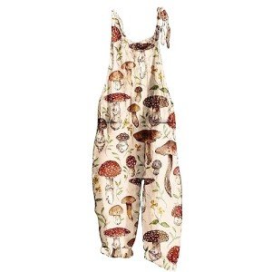 Basysin Overalls for Women Kawaii Cute Cartoon Mushroom Hedgehogs Printed Jumpsuits Womens Plus Size Fall Romper Pattern Loose Jumpsuit 01-Khaki