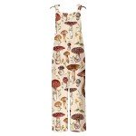 Basysin Overalls for Women Kawaii Cute Cartoon Mushroom Hedgehogs Printed Jumpsuits Womens Plus Size Fall Romper Pattern Loose Jumpsuit 01-Khaki