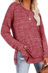 NEYOUQE Womans Tshirts Plus Size Fall Fashion Sweaters Jacket Winter Running Kawaii Aesthetic House Dresses for Women with Pockets Long Sleeve Smocks for Women Thermal Beach wear Cloths Red XL