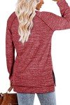 NEYOUQE Womans Tshirts Plus Size Fall Fashion Sweaters Jacket Winter Running Kawaii Aesthetic House Dresses for Women with Pockets Long Sleeve Smocks for Women Thermal Beach wear Cloths Red XL