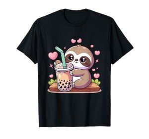 Cute Sloth Boba Bubble Milk Tea Kawaii Women Girls Sloth T-Shirt
