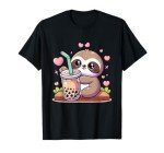 Cute Sloth Boba Bubble Milk Tea Kawaii Women Girls Sloth T-Shirt