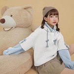 DORTUMA Lightweight Hoodies for Women Kawaii Clothes Teen Girls Oversized Hoodie with Bear Bag Cute Sweatshirt Black