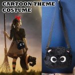 Mixweer Crossbody Bag Cute Plush Purse Backpack Kawaii Wallet Girls Cartoon Animal Lolita Bag with Chain Strap (Black Cat)