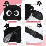 Mixweer Crossbody Bag Cute Plush Purse Backpack Kawaii Wallet Girls Cartoon Animal Lolita Bag with Chain Strap (Black Cat)