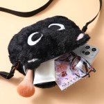 Mixweer Crossbody Bag Cute Plush Purse Backpack Kawaii Wallet Girls Cartoon Animal Lolita Bag with Chain Strap (Black Cat)