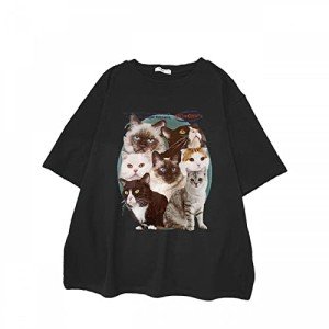 PEXIZUAN Goth Harajuku Kawaii Print O-Neck T-Shirt Y2K Casual Streetwear Super fire Fashion T-Shirt Plus Size Women's Clothes Cute(XL,Black)
