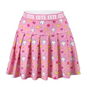 Littleforbig Women High Waist Elastic Mini Skirt Plus Size Friendly - Usagi Sporty Pink 3XL