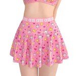 Littleforbig Women High Waist Elastic Mini Skirt Plus Size Friendly - Usagi Sporty Pink 3XL