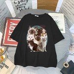 PEXIZUAN Goth Harajuku Kawaii Print O-Neck T-Shirt Y2K Casual Streetwear Super fire Fashion T-Shirt Plus Size Women's Clothes Cute(XL,Black)