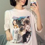 PEXIZUAN Goth Harajuku Kawaii Print O-Neck T-Shirt Y2K Casual Streetwear Super fire Fashion T-Shirt Plus Size Women's Clothes Cute(XL,Black)