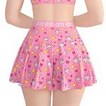 Littleforbig Women High Waist Elastic Mini Skirt Plus Size Friendly - Usagi Sporty Pink 3XL