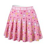 Littleforbig Women High Waist Elastic Mini Skirt Plus Size Friendly - Usagi Sporty Pink 3XL