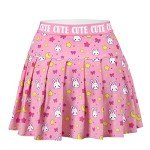 Littleforbig Women High Waist Elastic Mini Skirt Plus Size Friendly - Usagi Sporty Pink 3XL