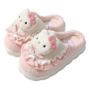 Qatiecay Kawaii Cotton Slippers Cute Plush Women Cartoon Home Cotton Slippers Silent Warm Shoes Indoor Home Shoes Women 40-41