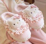 Qatiecay Kawaii Cotton Slippers Cute Plush Women Cartoon Home Cotton Slippers Silent Warm Shoes Indoor Home Shoes Women 40-41