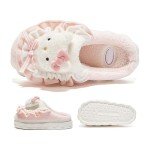 Qatiecay Kawaii Cotton Slippers Cute Plush Women Cartoon Home Cotton Slippers Silent Warm Shoes Indoor Home Shoes Women 40-41