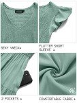MEROKEETY Women's Summer Casual Ruffle Midi Dress V Neck Smocked Flowy Long Sun Dress, Sage, XL