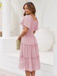 LILLUSORY Spring Midi Graduation Bridal Baby Shower Dresses Women 2024 Summer Casual Flowy Bridal Sun Sundress Trendy Brunch Cute Ladies Vacation Smocked Teacher Clothes Outfits Pink