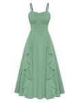 Belle Poque Midi Dress for Wedding Guest Pastel Dress for Women Long Summer Dress Sage Green Dress for Women XL