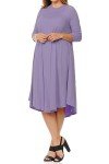 Pastel by Vivienne Women's Plus Size Swing Dress – 3/4 Sleeve Elegant Flowy A-Line Midi – Soft & Comfortable Tunic for Casual or Party Wear X-Large Lilac