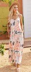 Women's Casual Dresses Beach Swimwear Cover Up Flowy Beach Vacation Long Maxi Dresses with Pockets(M,Pastel Print)