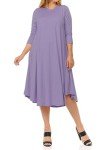 Pastel by Vivienne Women's Plus Size Swing Dress – 3/4 Sleeve Elegant Flowy A-Line Midi – Soft & Comfortable Tunic for Casual or Party Wear X-Large Lilac