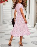 BTFBM Women Casual Summer Short Ruffles Tiered Sleeve Smocked Midi Dresses Bohemian Floral V Neck Wedding Guest Long Dresses