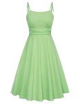 Belle Pouqe Graduation Dress for Women Spaghetti Strap Knee Length Dress with Pockets Pastel Dress Green XXL