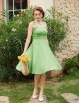 Belle Pouqe Graduation Dress for Women Spaghetti Strap Knee Length Dress with Pockets Pastel Dress Green XXL