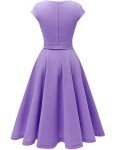 DRESSTELLS Women's Cocktail Dresses, Formal Summer Wedding Guest Church Modest Graduation Party Fit Flare Vintage Pastel Purple Dress Lavender XL