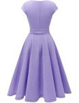 DRESSTELLS Women's Cocktail Dresses, Formal Summer Wedding Guest Church Modest Graduation Party Fit Flare Vintage Pastel Purple Dress Lavender XL