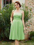 Belle Pouqe Graduation Dress for Women Spaghetti Strap Knee Length Dress with Pockets Pastel Dress Green XXL