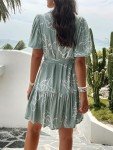 UEAL Womens Summer Dresses Pastel Spring Swing Short Sleeve Sun Dress for Women 2025 Medium Green-B