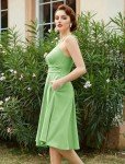 Belle Pouqe Graduation Dress for Women Spaghetti Strap Knee Length Dress with Pockets Pastel Dress Green XXL
