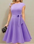 DRESSTELLS Women's Cocktail Dresses, Formal Summer Wedding Guest Church Modest Graduation Party Fit Flare Vintage Pastel Purple Dress Lavender XL