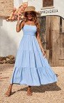 PRETTYGARDEN Women's Summer Maxi Dress 2025 Casual Boho Sleeveless Spaghetti Strap Smocked Tiered Long Beach Vacation Sundresses (Blue,XL)