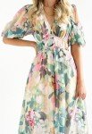 Sissyaki Women's Boho Floral Midi Dress Smocked Beach Flowy Dress Multi Green-Print S