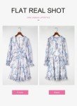 Dokotoo Womens Sun Casual V Neckline Long Sleeve Open Back Floral Print Mini Dress Bohemian Fashion Skater A Line Ruffle Hem Beach Dresses White Medium
