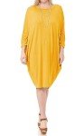 Pastel by Vivienne Women's Side Draped Dolman Sleeves Plus Dress 3X-Large Mustard